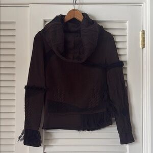 John Galliano Brown and Black Cowl Neck Textured Sweater